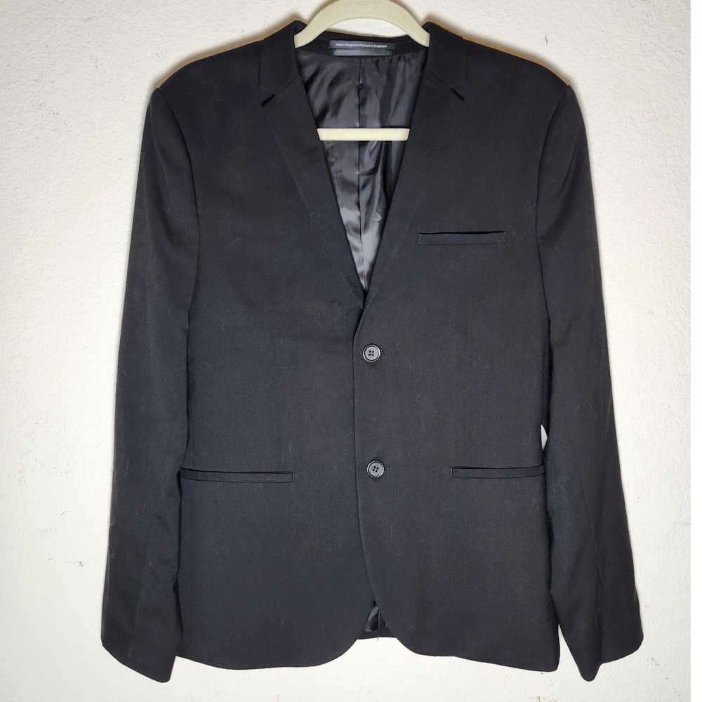 H&M Blazer Men 38R Black Super Skinny Fit Two Button Sport Coat